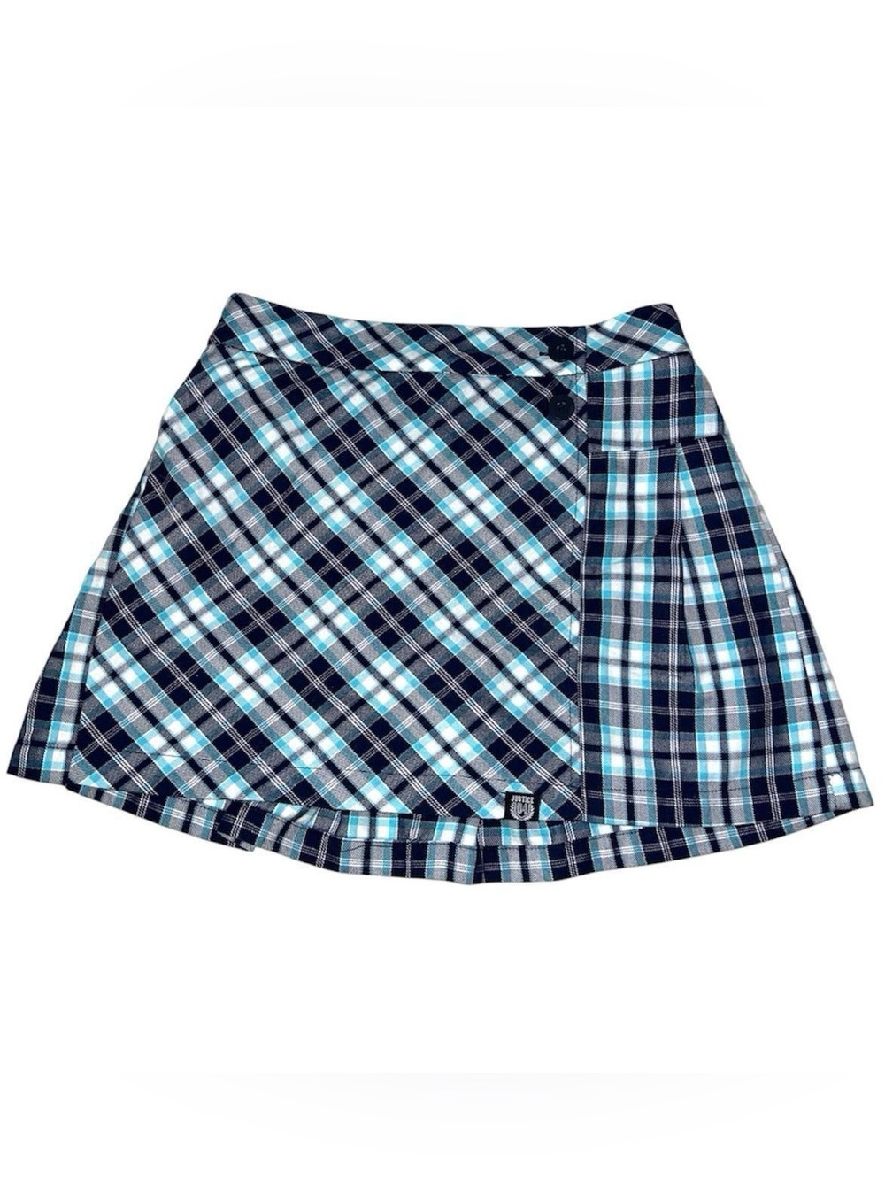 Girls Justice blue plaid skort.